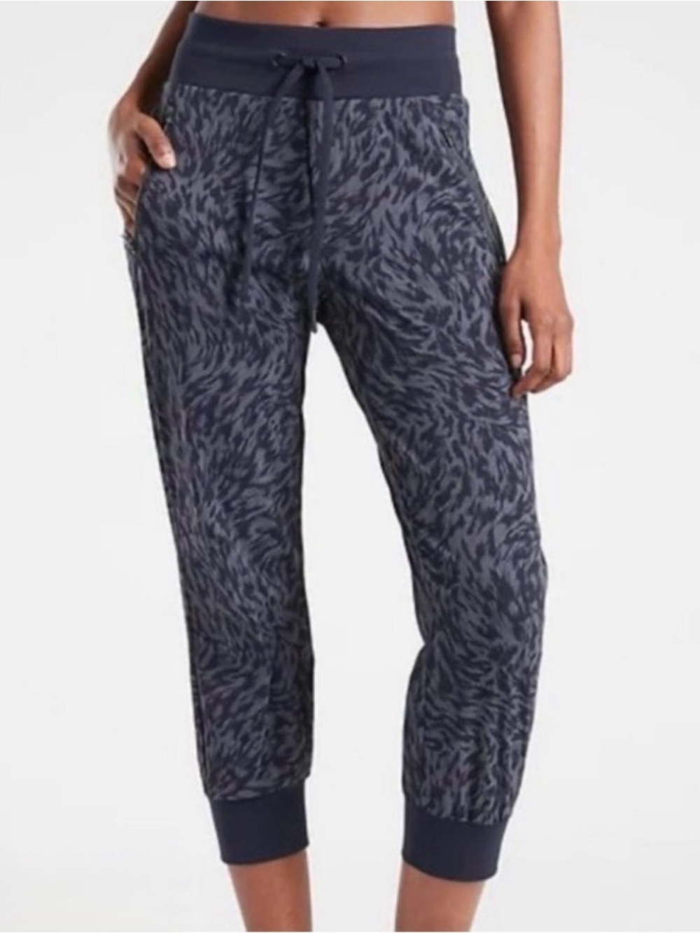 Athleta Trekkie North Printed Crop 23" Jogger Blue size 6 Animal print